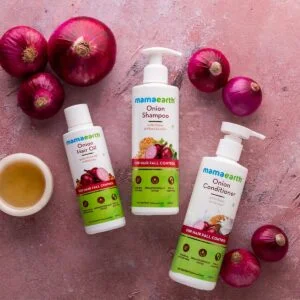 Mamaearth Anti Hair Fall Onion Shampoo Conditioner & Hair Oil